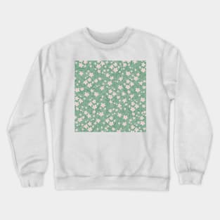 Watercolor White Floral Botanical Green Pattern Crewneck Sweatshirt